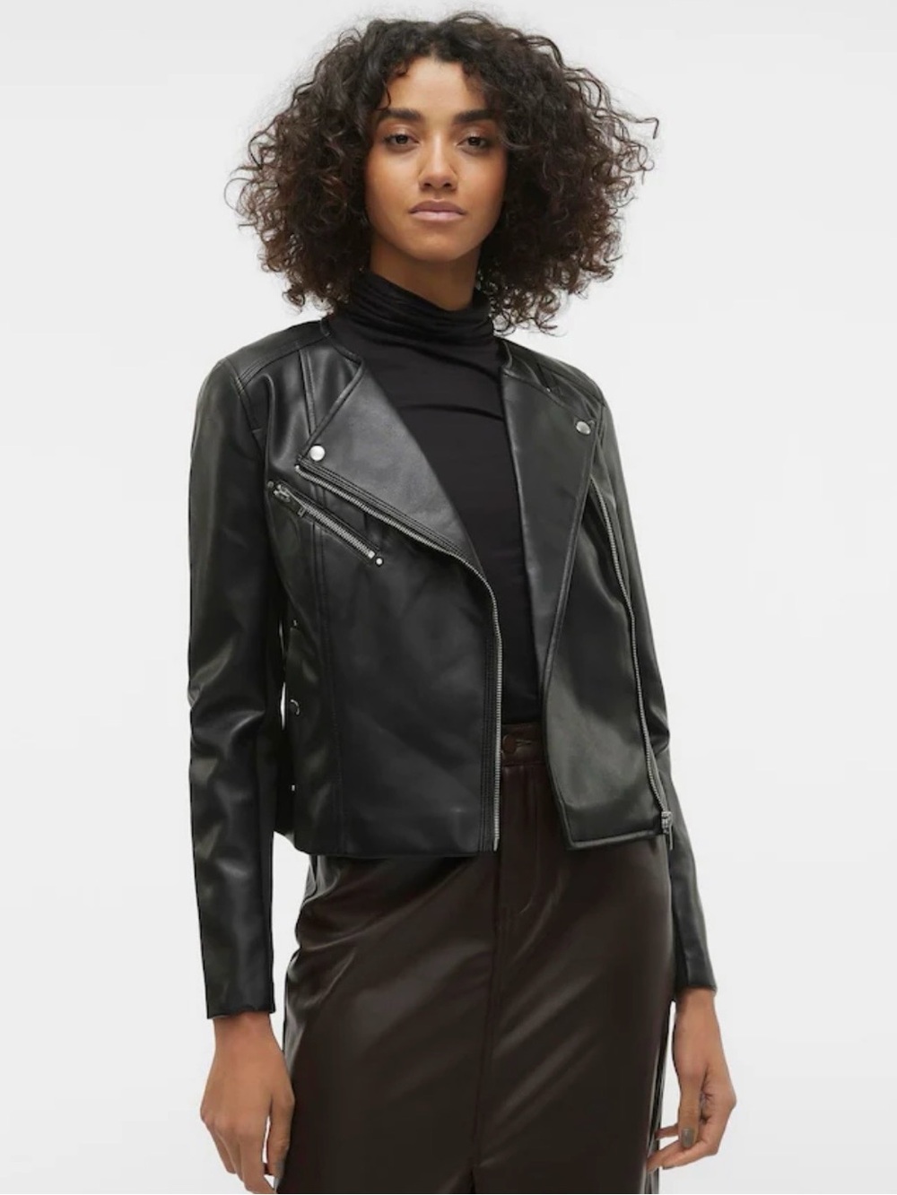 Vero Moda Black Faux Leather Biker Jacket